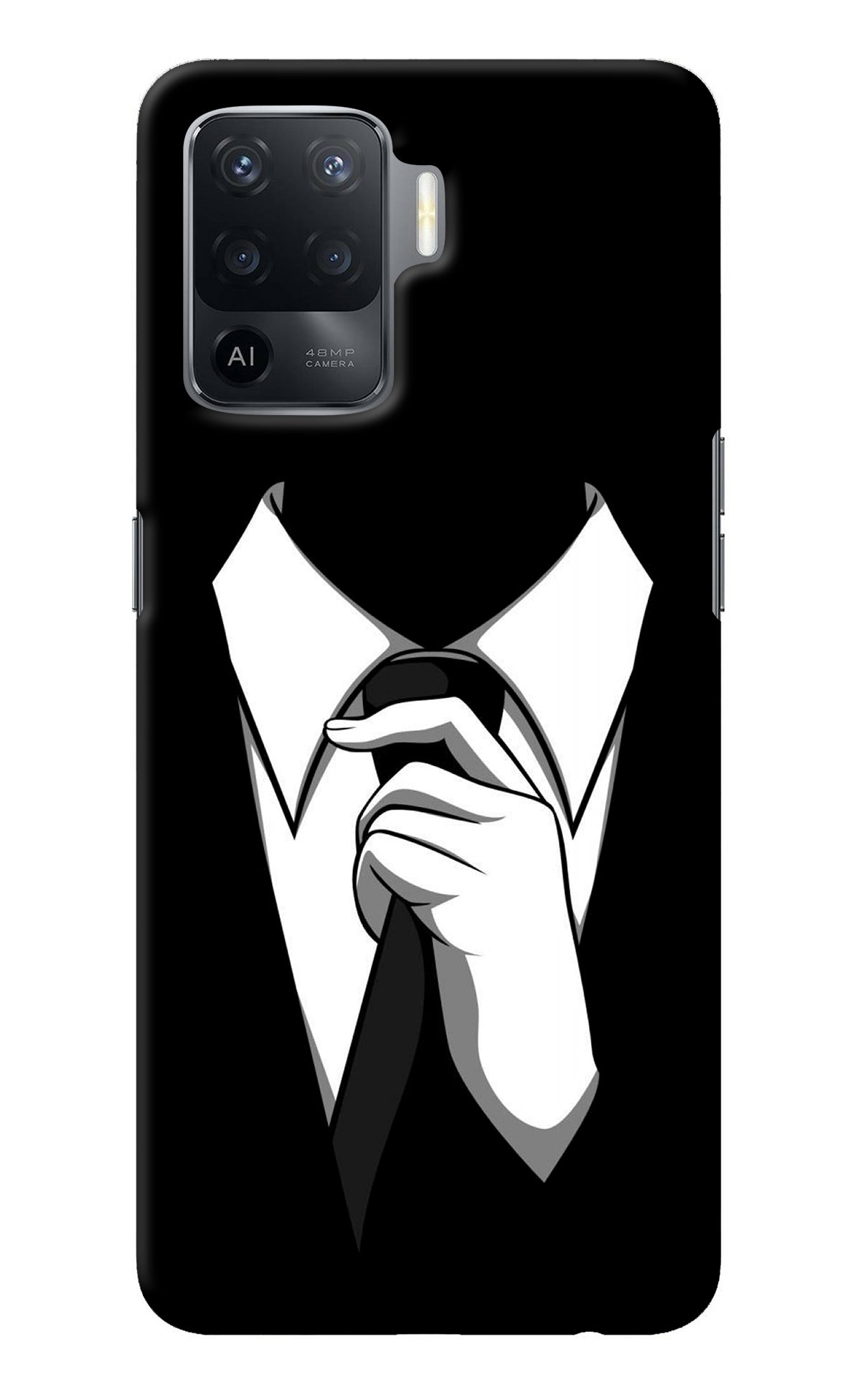 Black Tie Oppo F19 Pro Back Cover