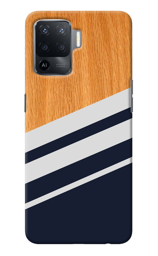Blue and white wooden Oppo F19 Pro Back Cover
