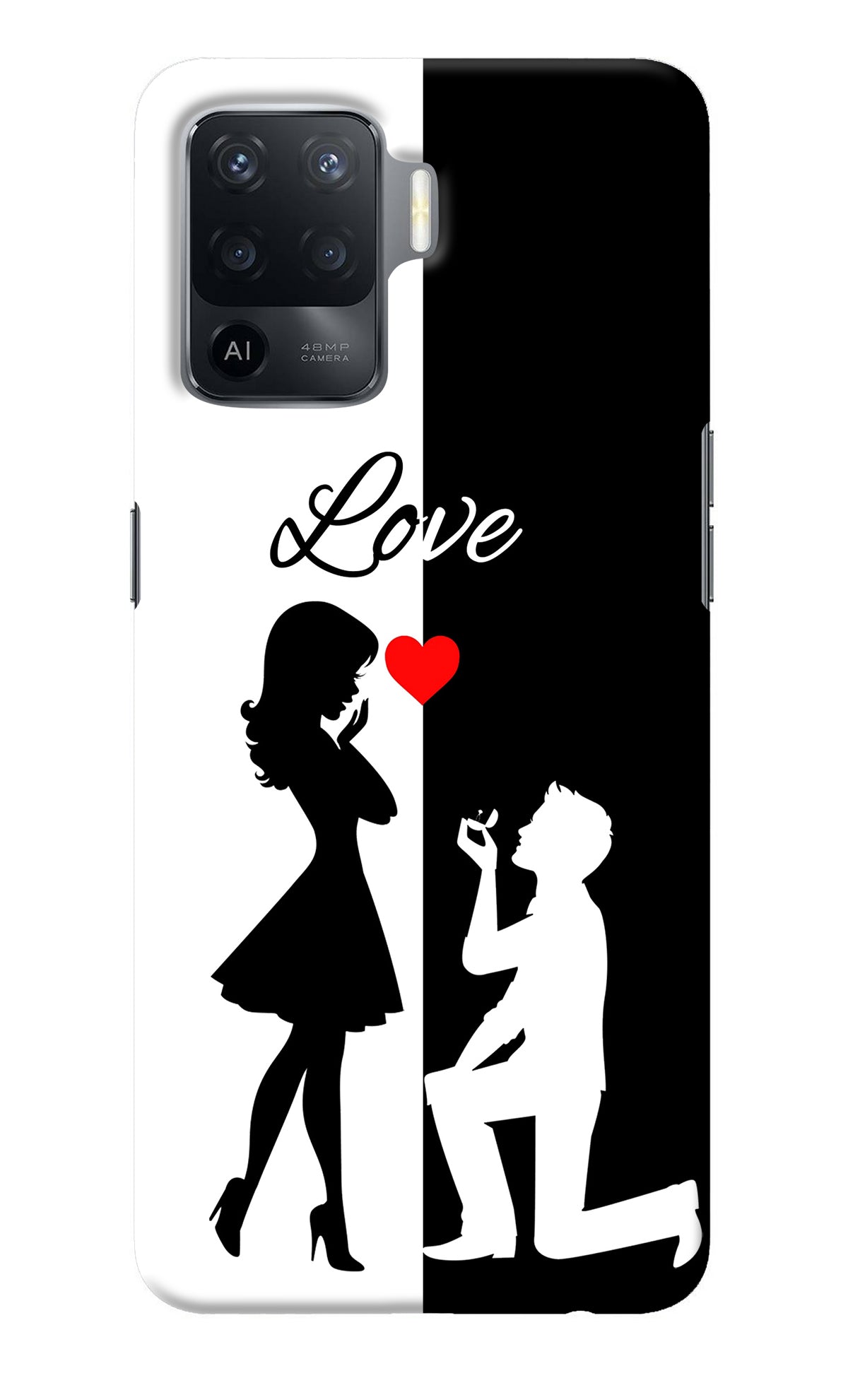 Love Propose Black And White Oppo F19 Pro Back Cover