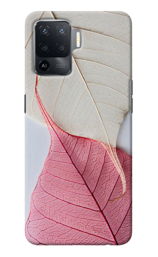 White Pink Leaf Oppo F19 Pro Back Cover