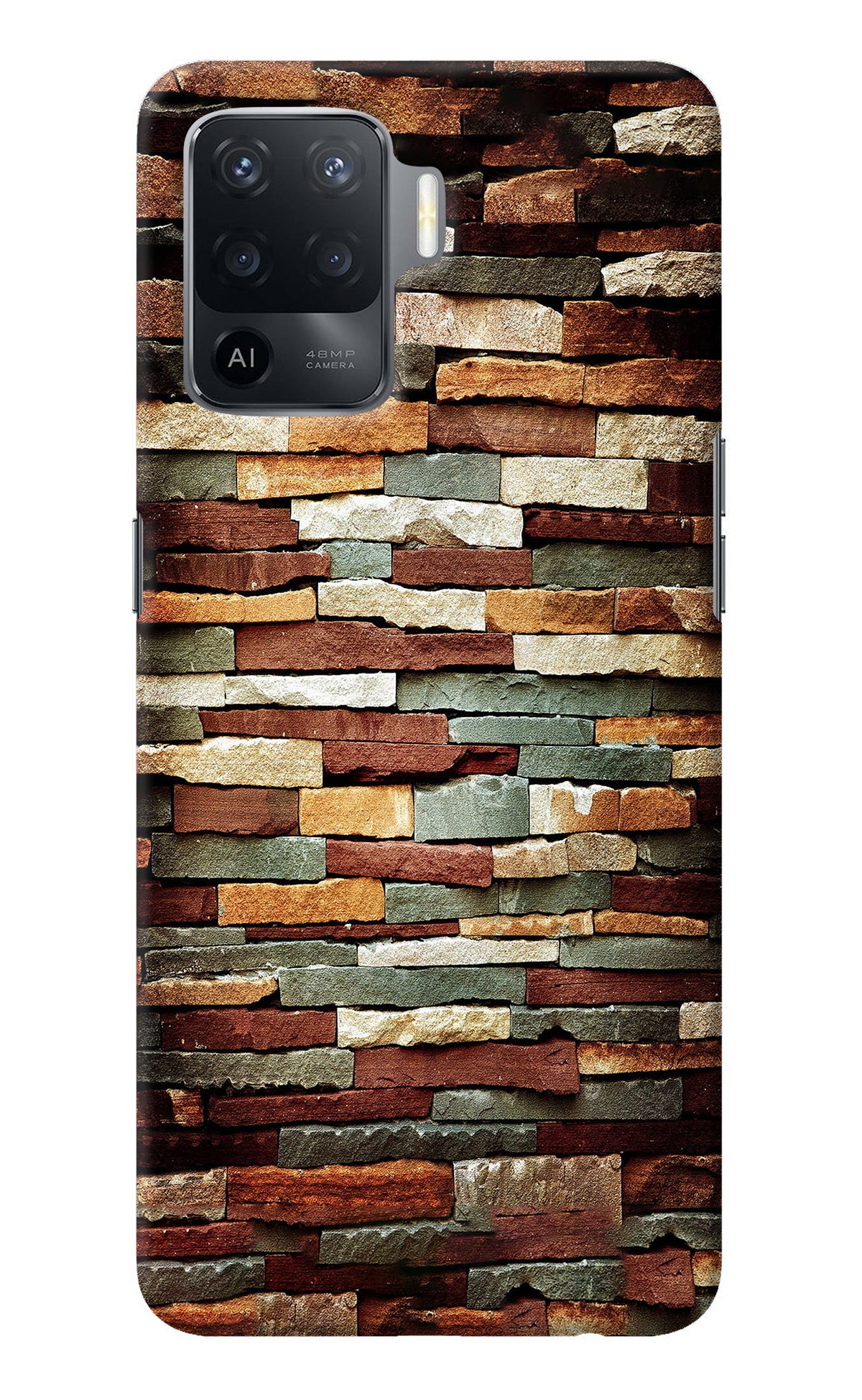 Bricks Pattern Oppo F19 Pro Back Cover