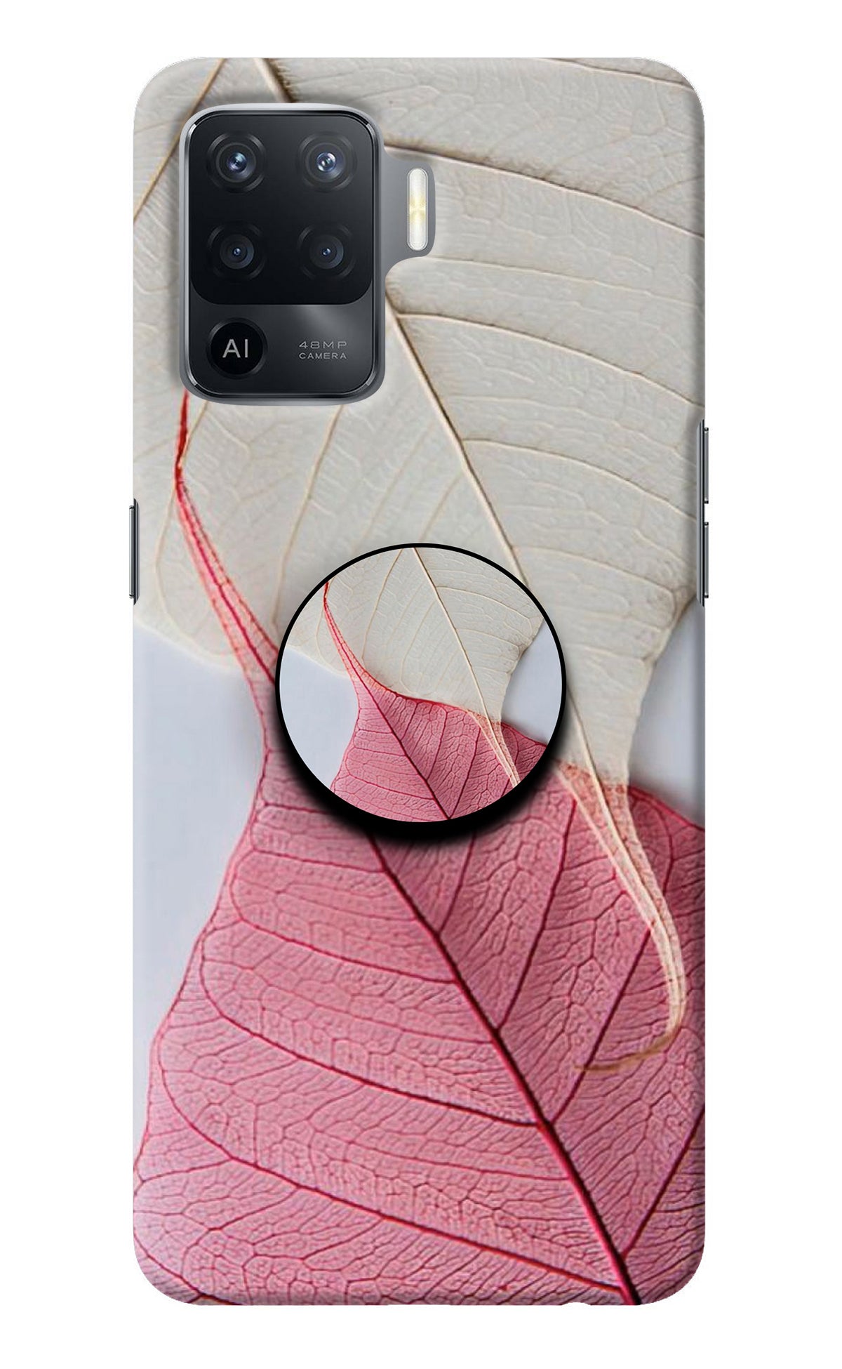 White Pink Leaf Oppo F19 Pro Pop Case