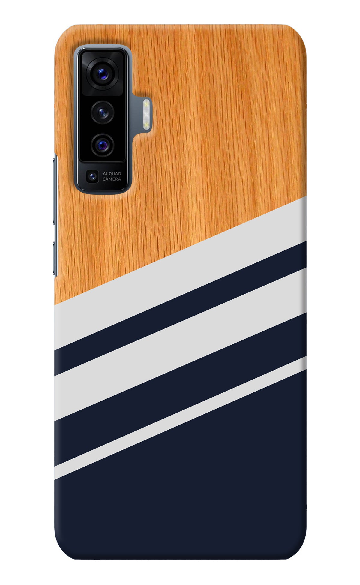 Blue and white wooden Vivo X50 Back Cover