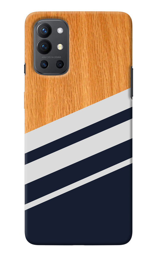Blue and white wooden Oneplus 9R Back Cover