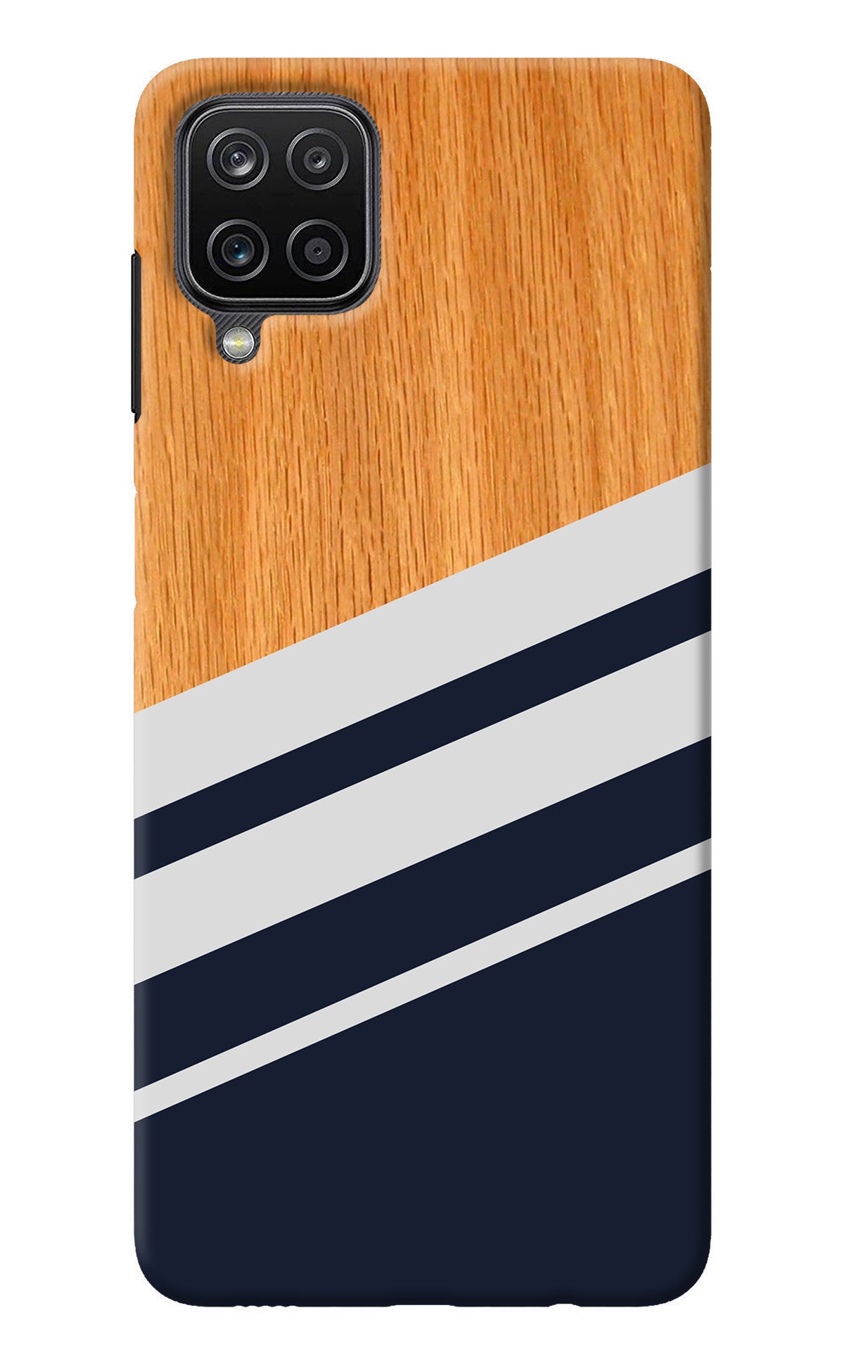 Blue and white wooden Samsung M12/F12 Back Cover