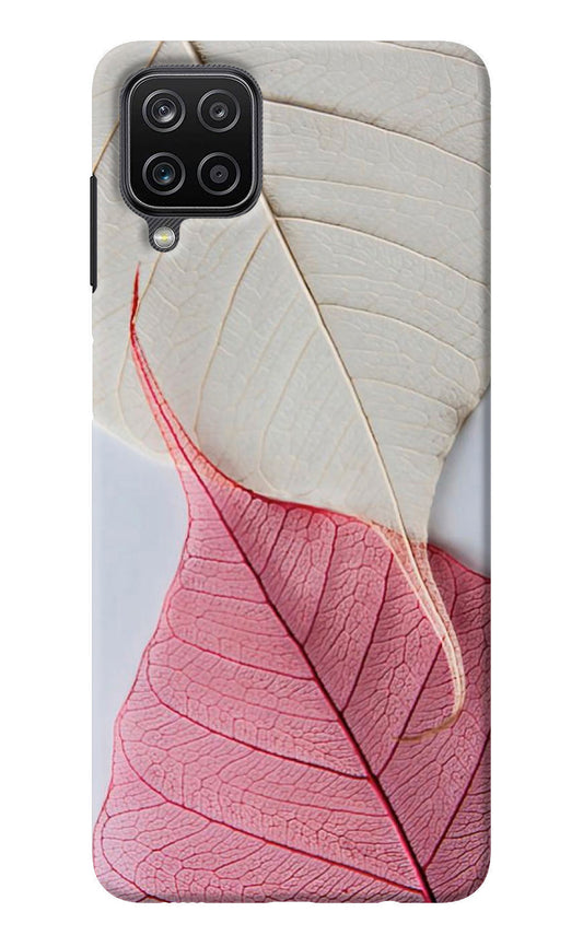 White Pink Leaf Samsung M12/F12 Back Cover