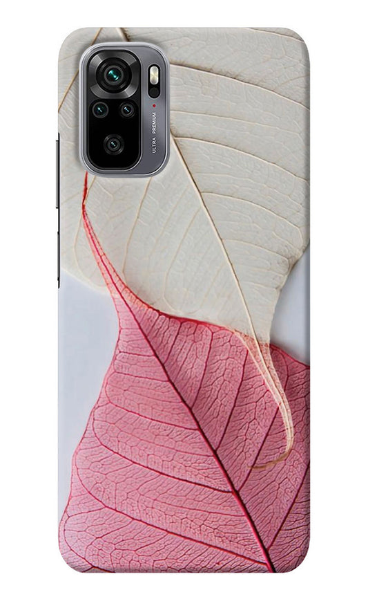 White Pink Leaf Redmi Note 10/10S Back Cover