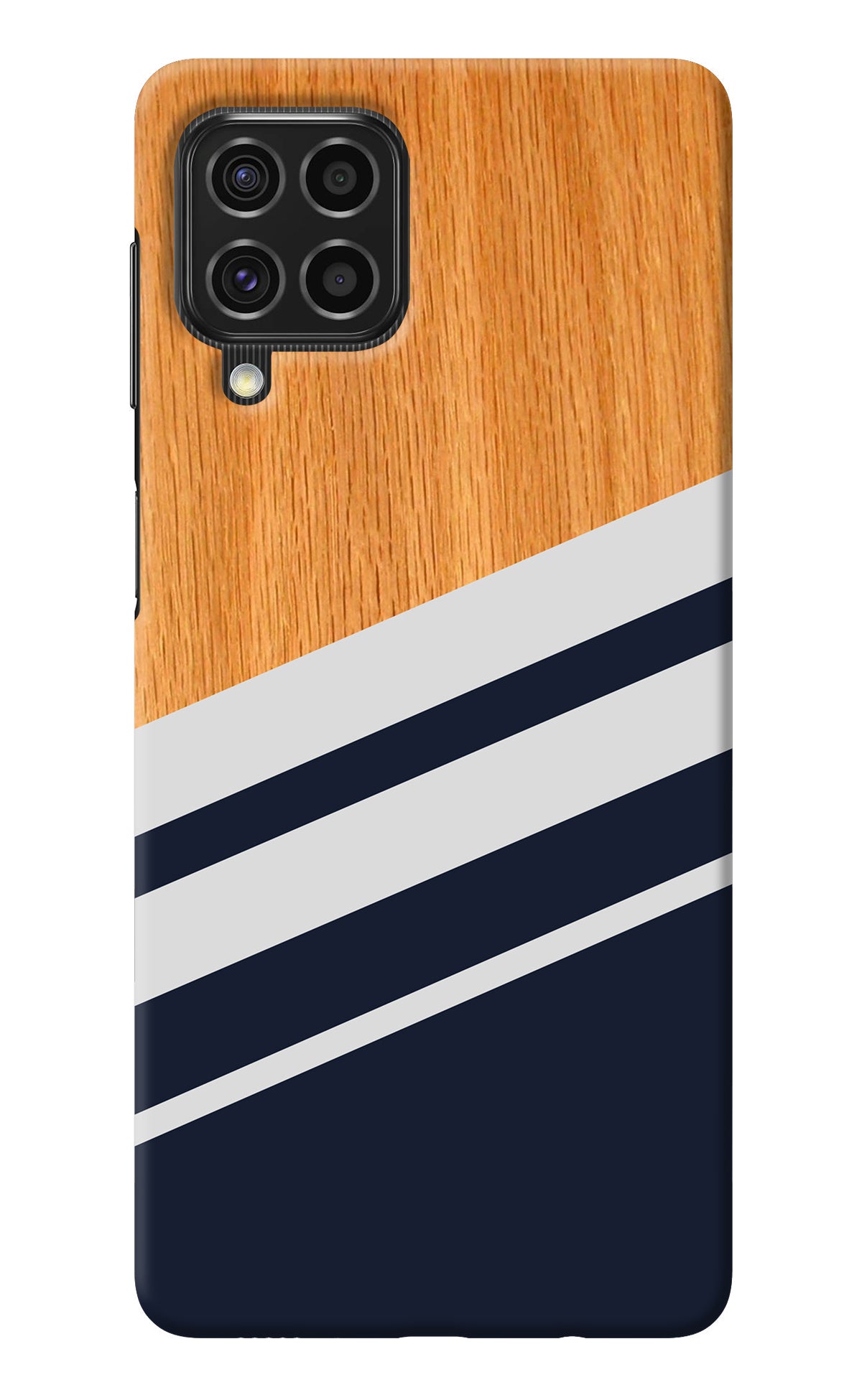 Blue and white wooden Samsung F62 Back Cover