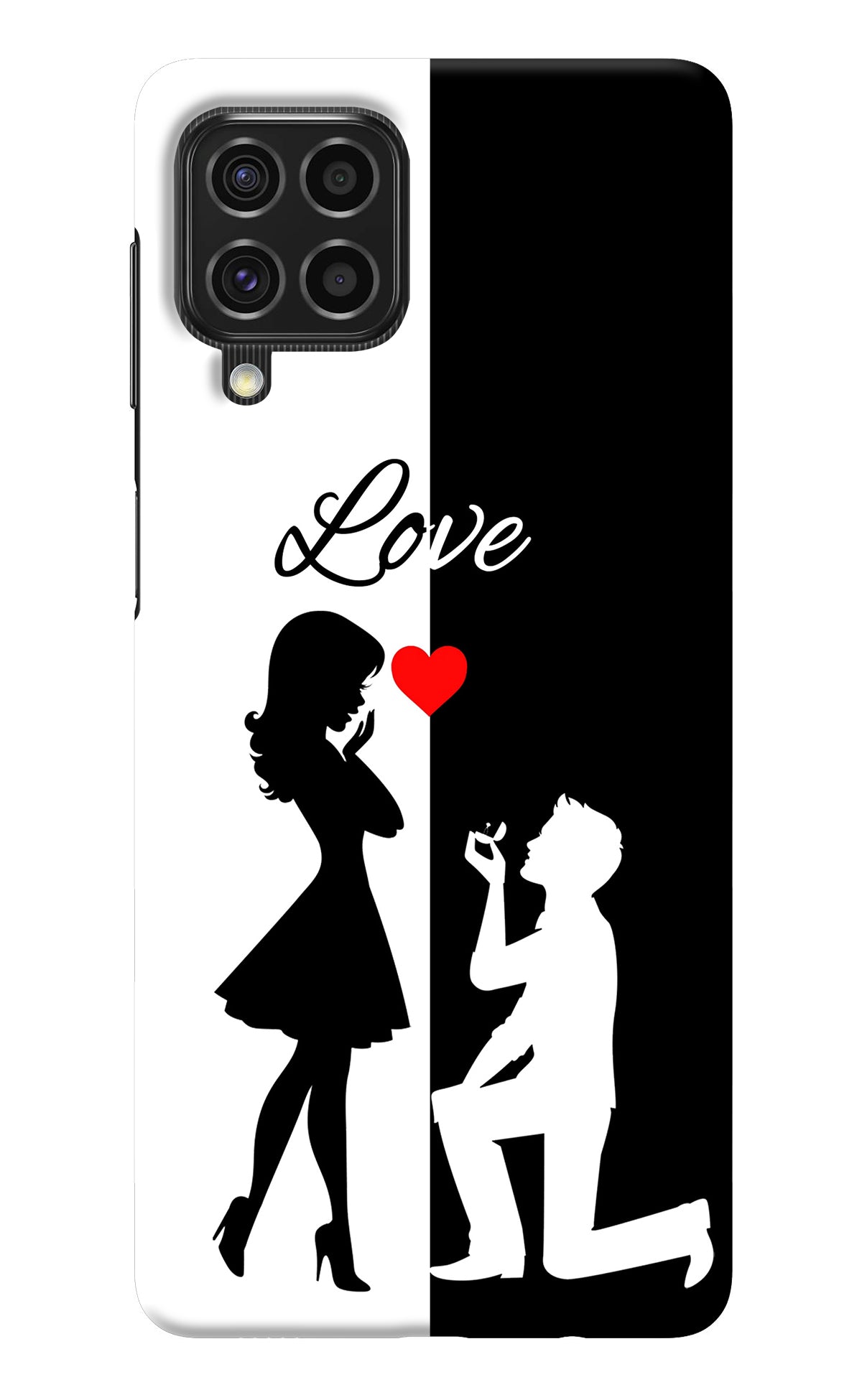 Love Propose Black And White Samsung F62 Back Cover