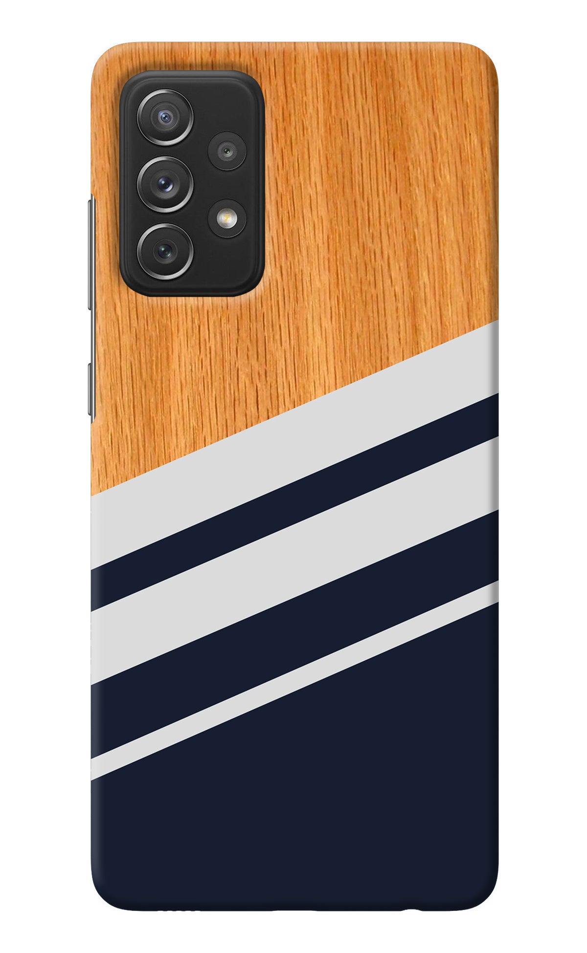 Blue and white wooden Samsung A72 Back Cover