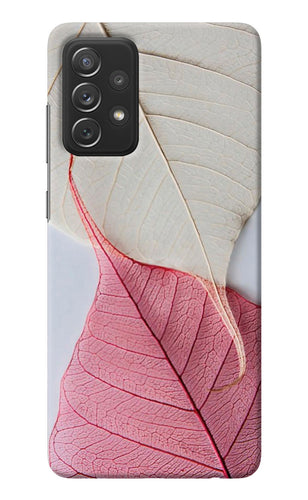 White Pink Leaf Samsung A72 Back Cover