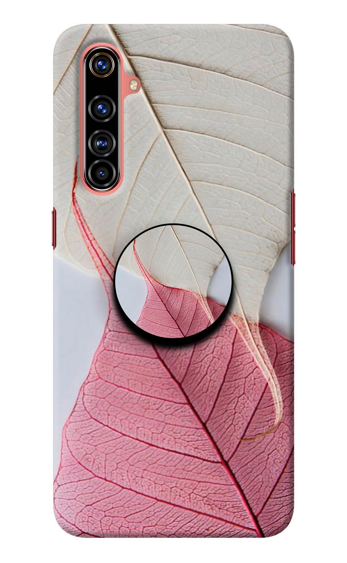 White Pink Leaf Realme X50 Pro Pop Case