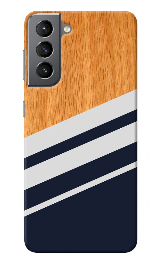 Blue and white wooden Samsung S21 Back Cover