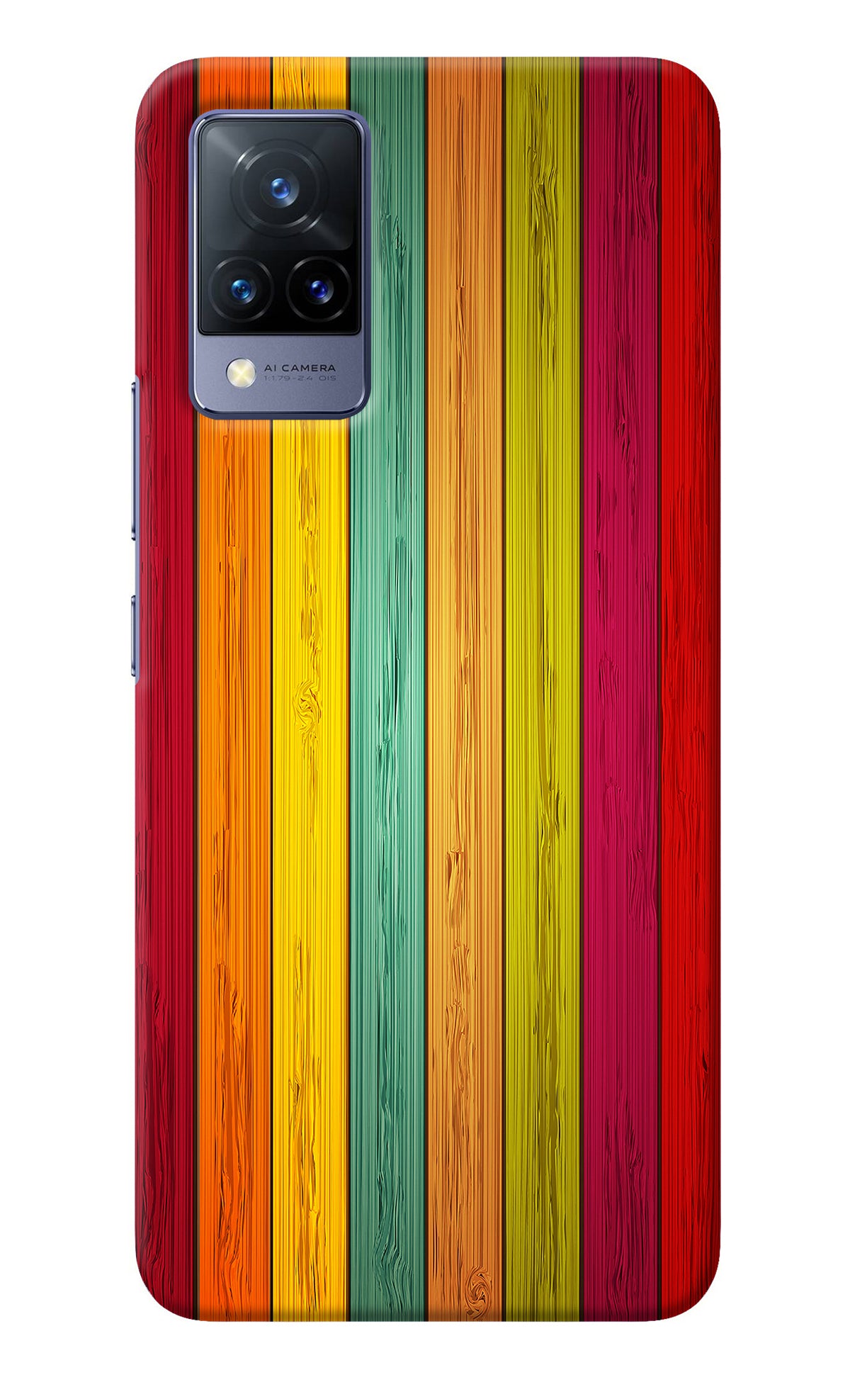 Multicolor Wooden Vivo V21 Back Cover