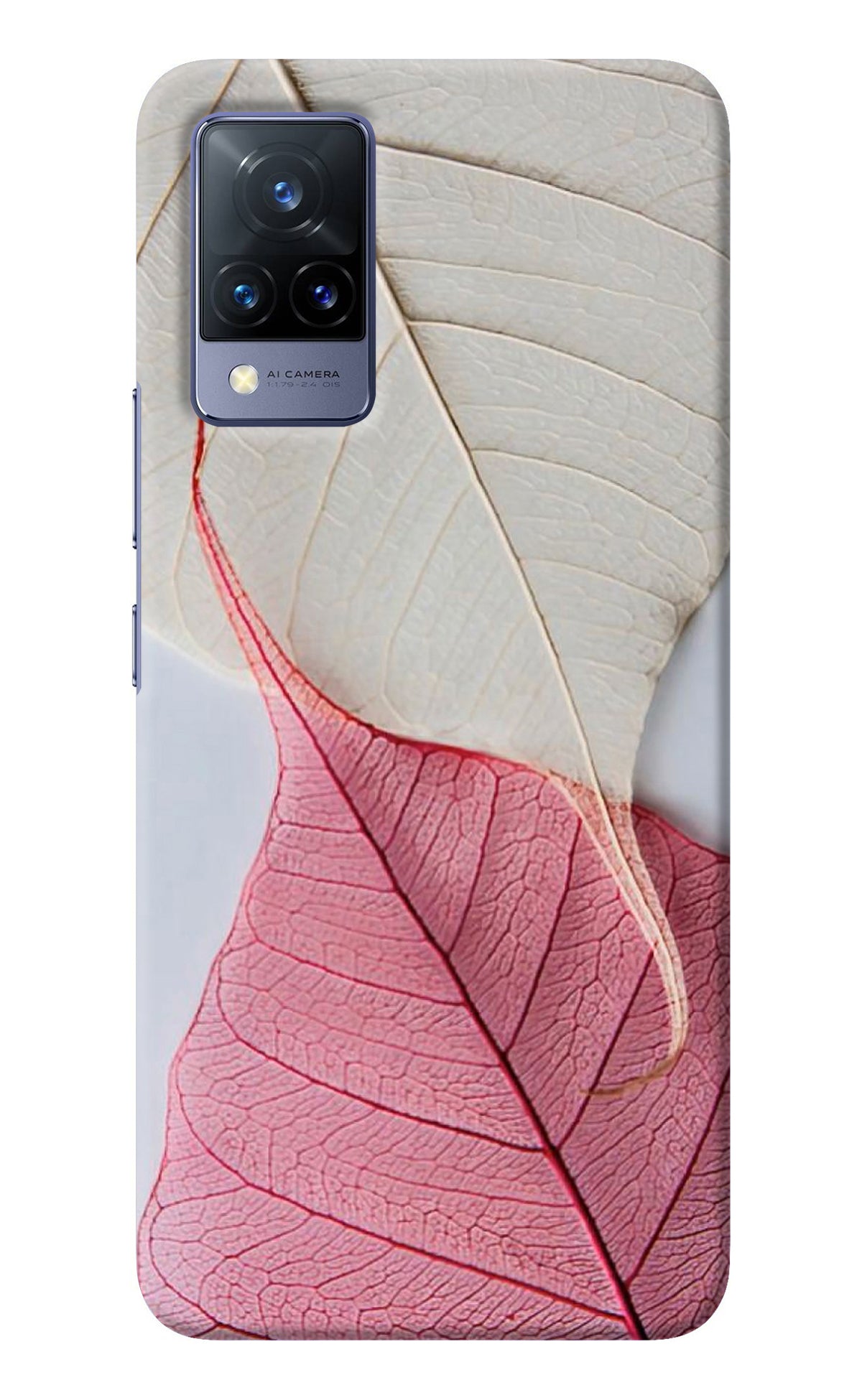 White Pink Leaf Vivo V21 Back Cover