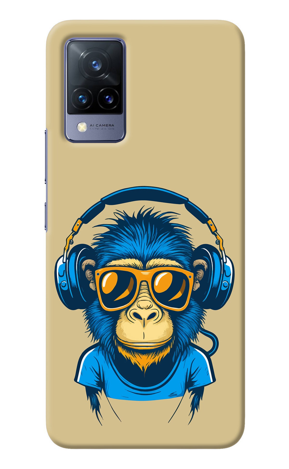 Monkey Headphone Vivo V21 Back Cover