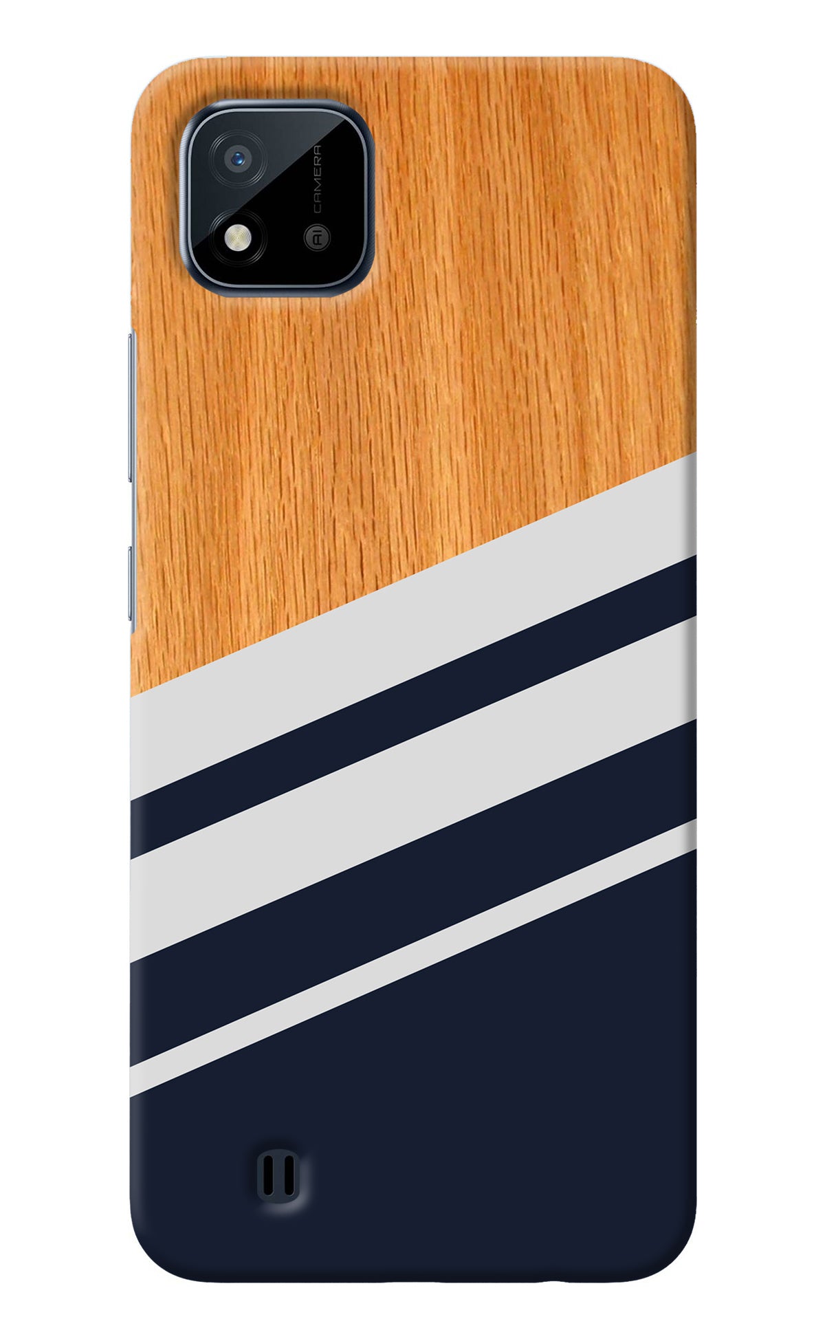 Blue and white wooden Realme C20 Back Cover