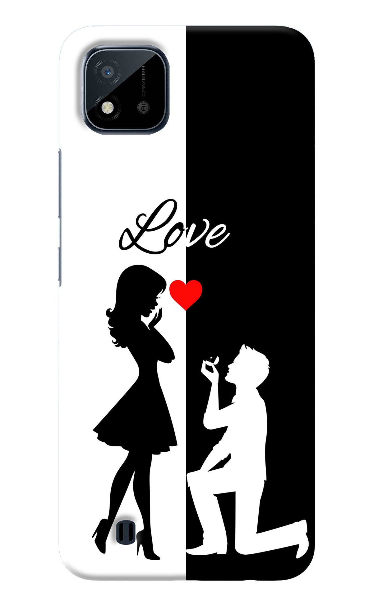 Love Propose Black And White Realme C20 Back Cover