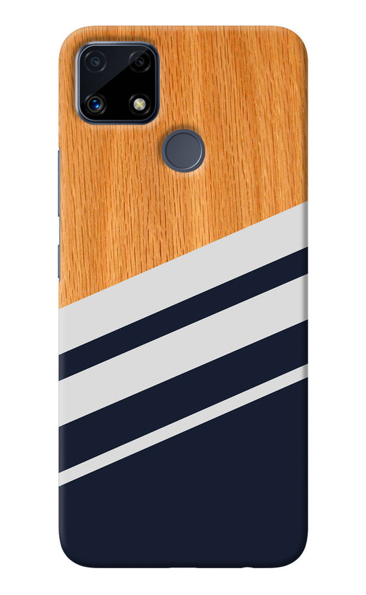 Blue and white wooden Realme C25/C25s Back Cover