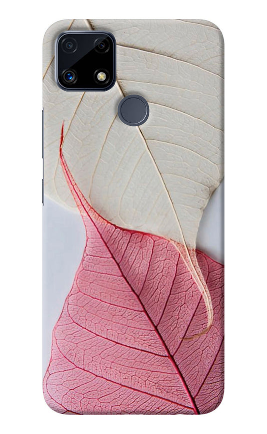 White Pink Leaf Realme C25/C25s Back Cover