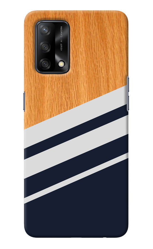 Blue and white wooden Oppo F19/F19s Back Cover