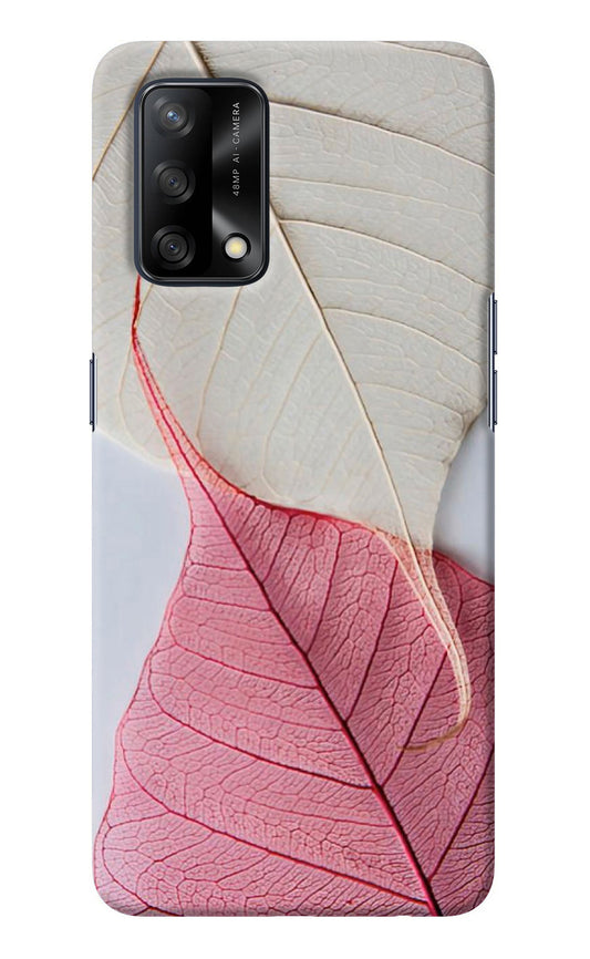 White Pink Leaf Oppo F19/F19s Back Cover