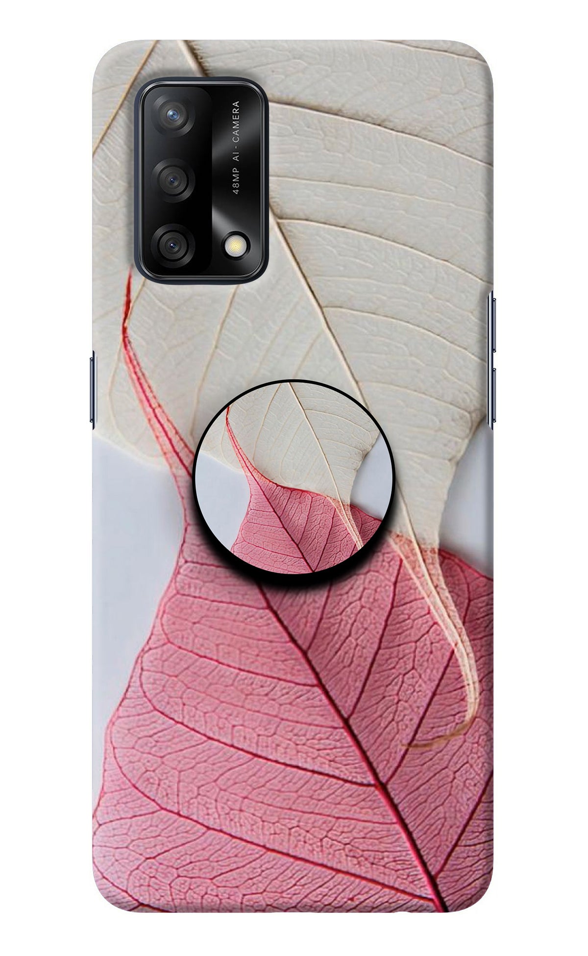 White Pink Leaf Oppo F19/F19s Pop Case