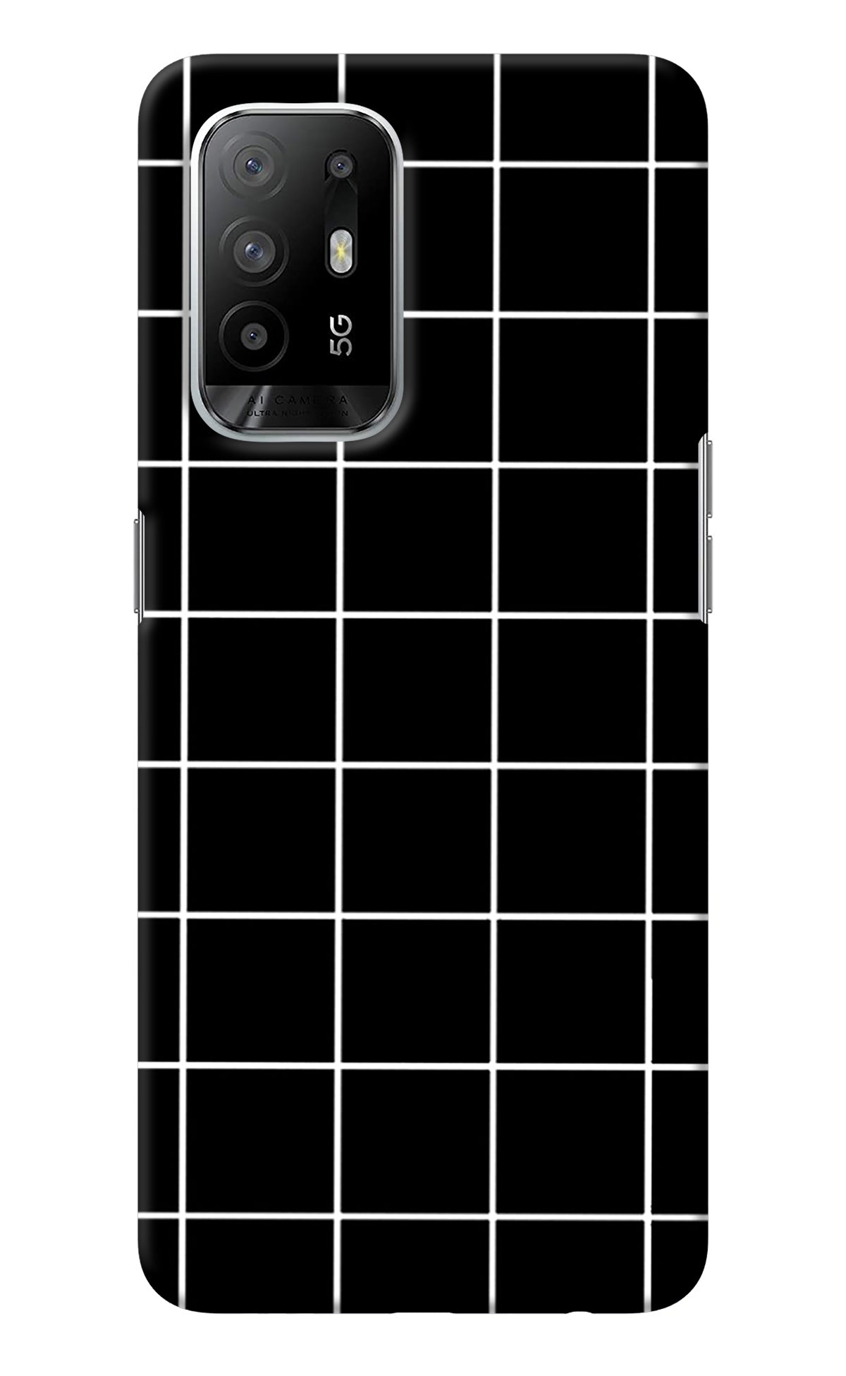 White Grid Oppo F19 Pro+ Back Cover