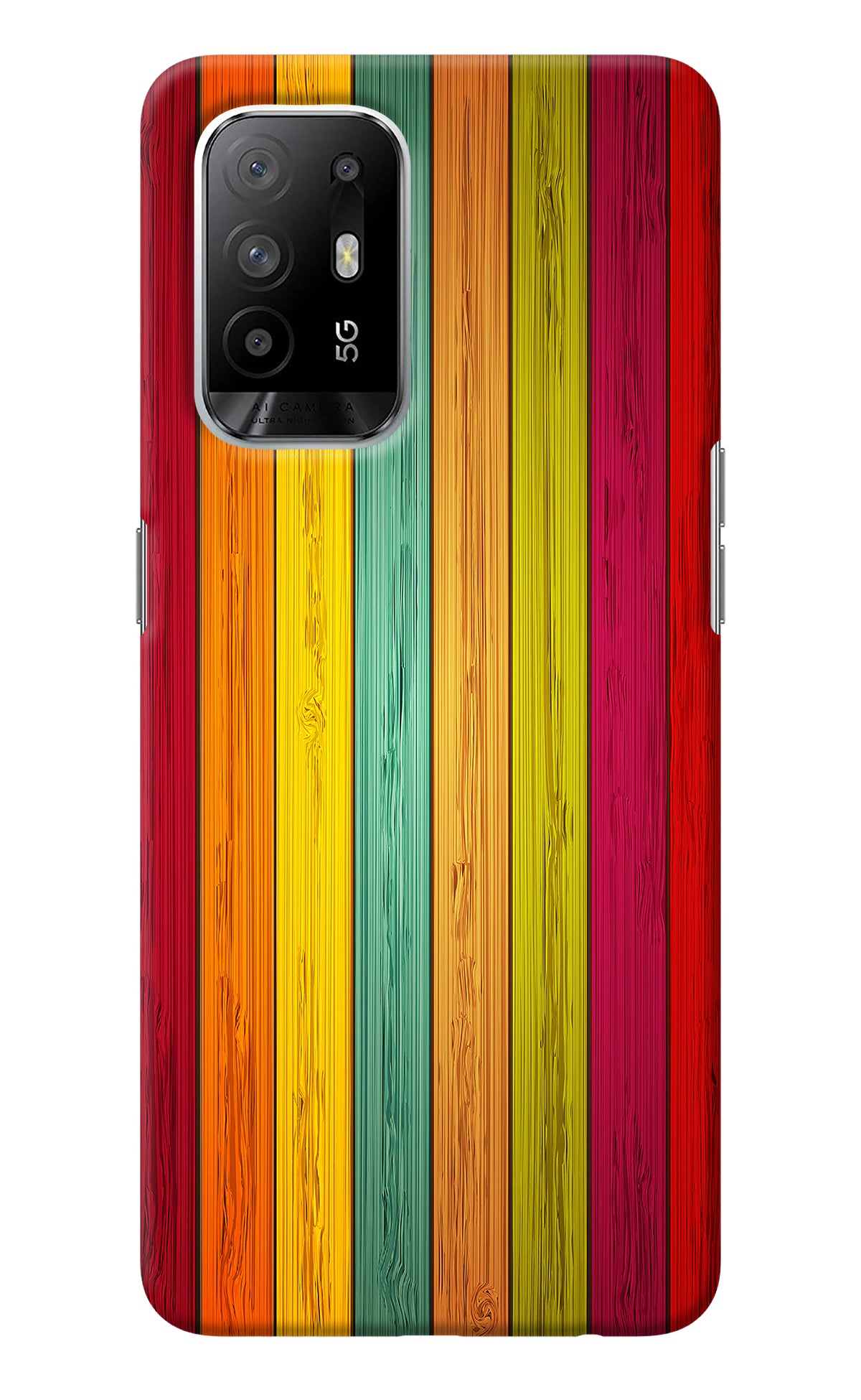 Multicolor Wooden Oppo F19 Pro+ Back Cover