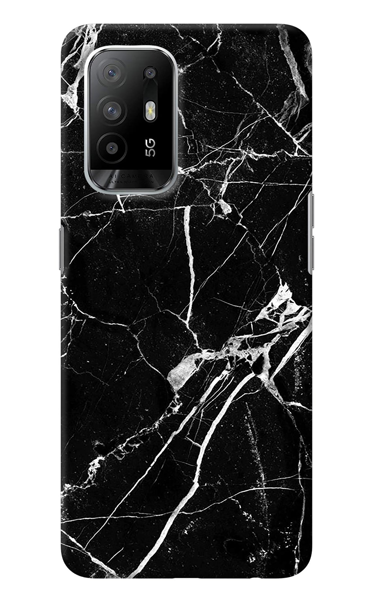 Black Marble Pattern Oppo F19 Pro+ Back Cover