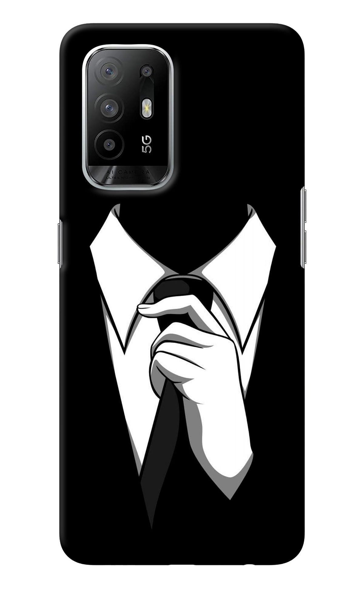 Black Tie Oppo F19 Pro+ Back Cover