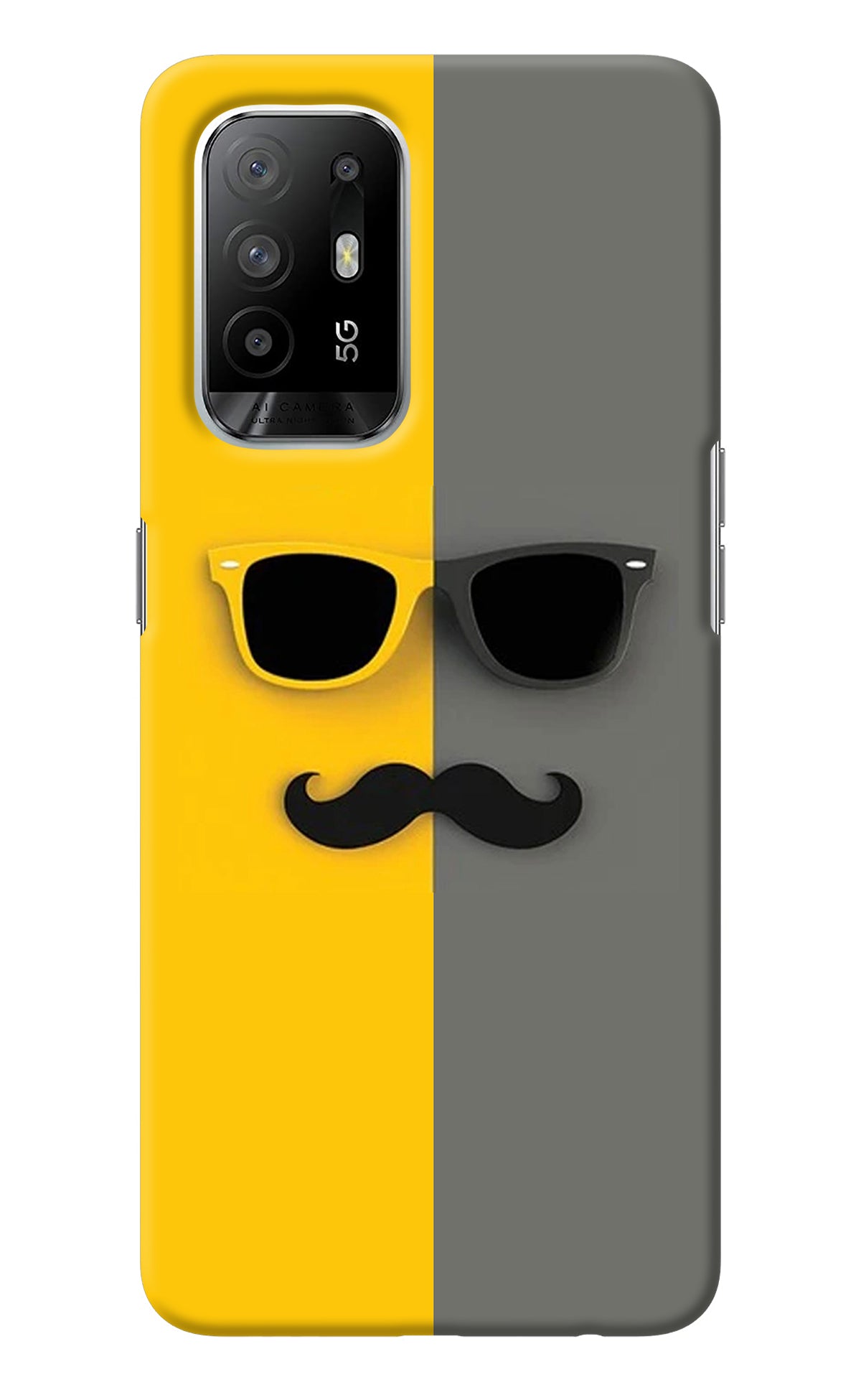 Sunglasses with Mustache Oppo F19 Pro+ Back Cover