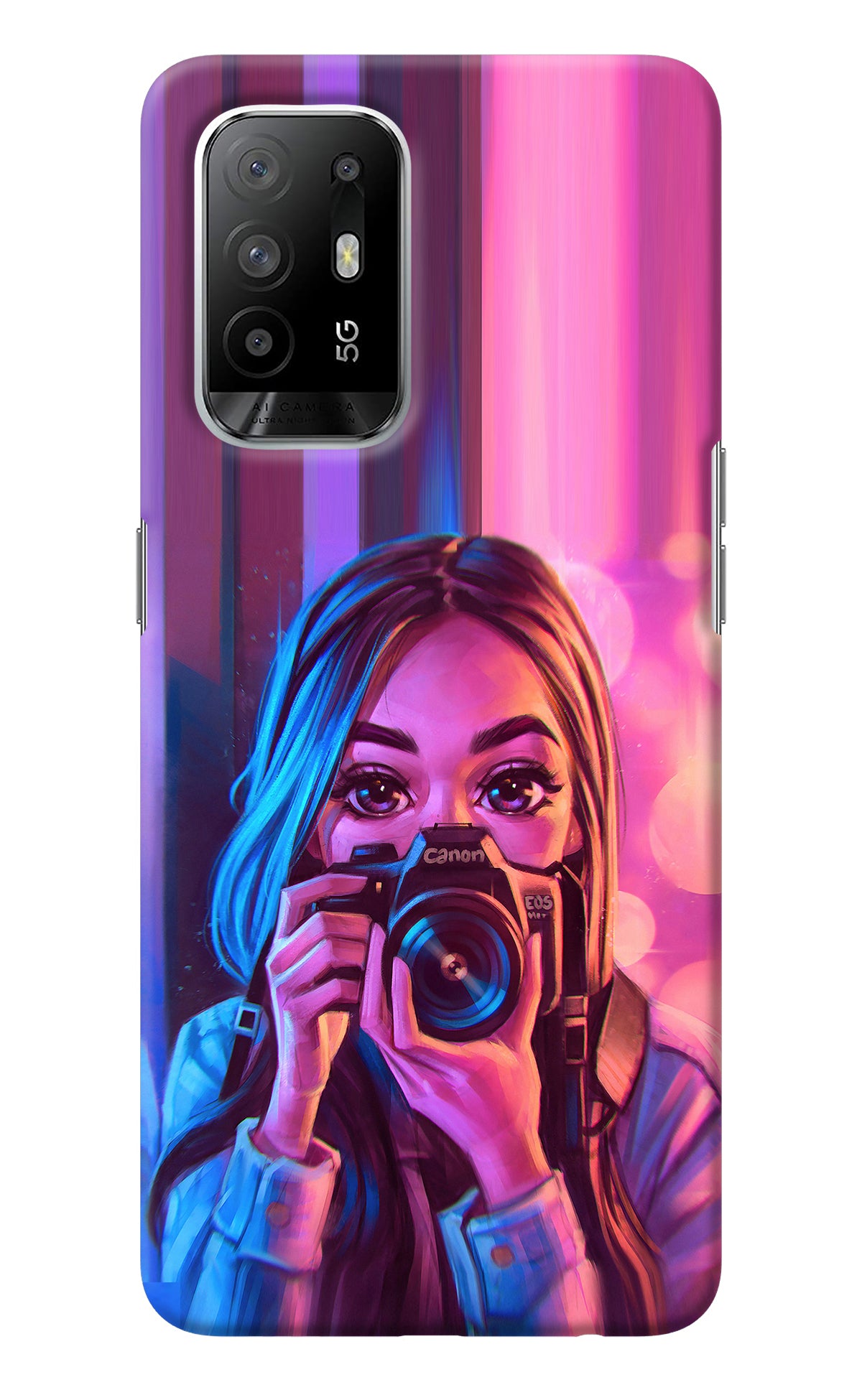 Girl Photographer Oppo F19 Pro+ Back Cover