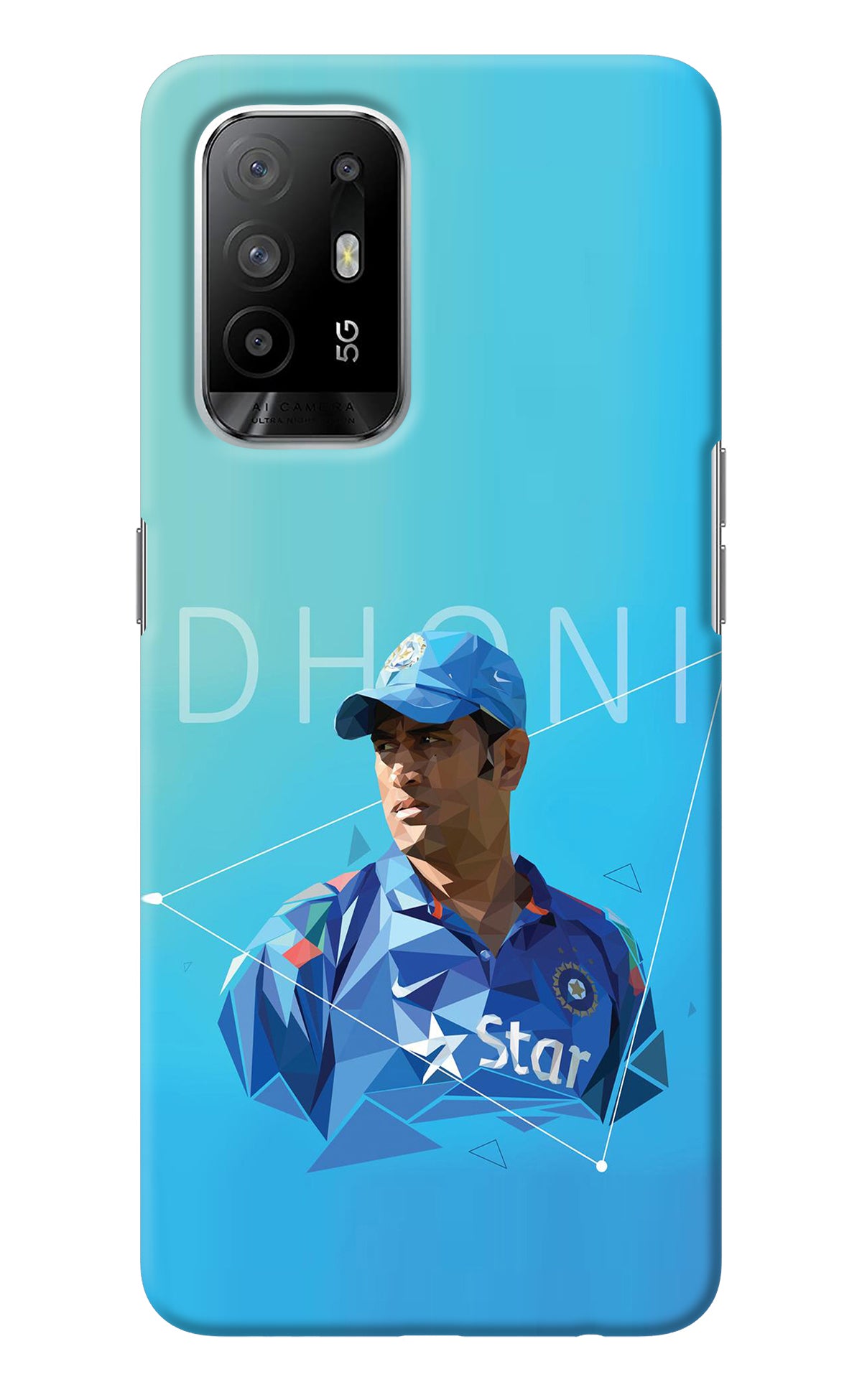 Dhoni Artwork Oppo F19 Pro+ Back Cover