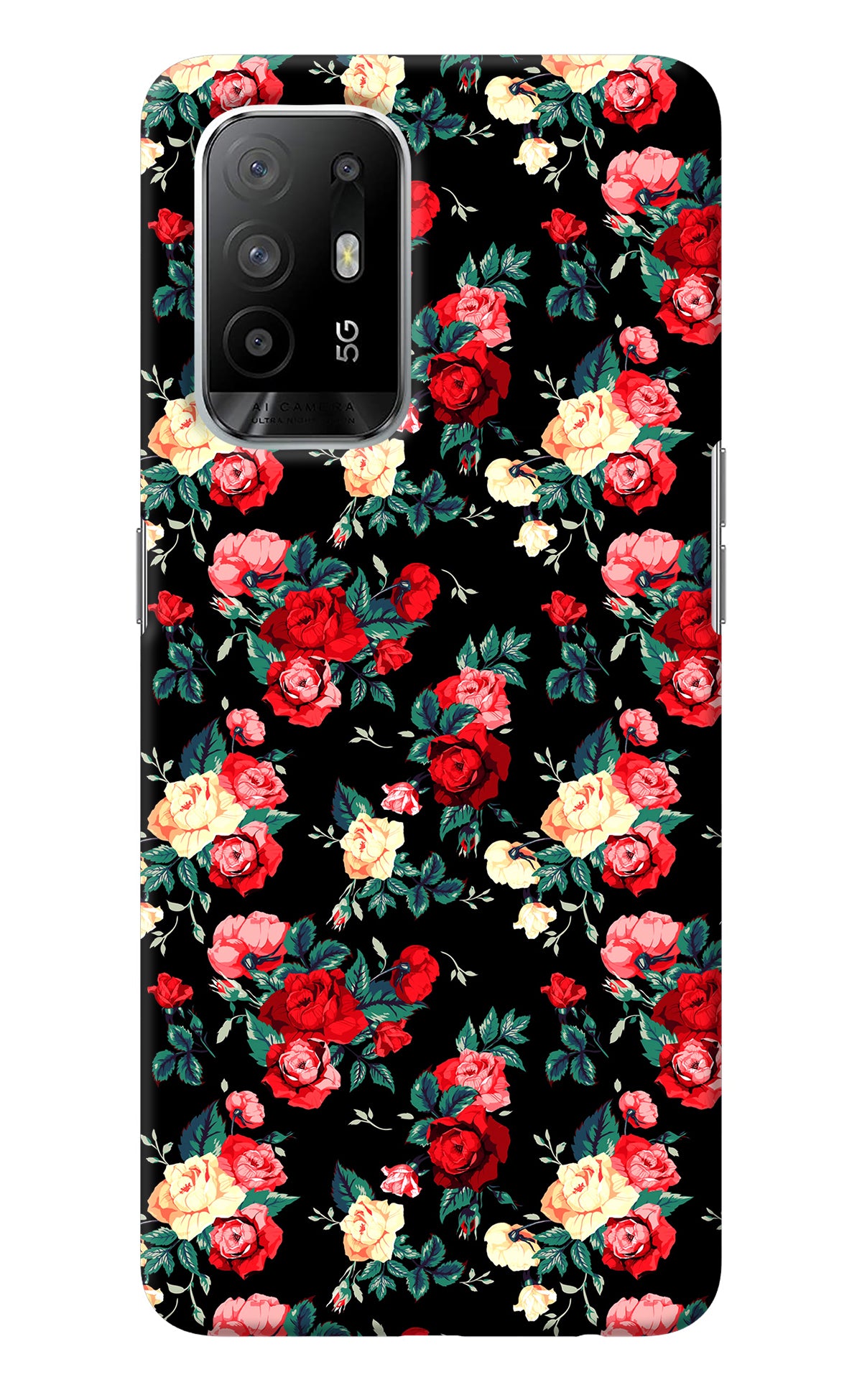 Rose Pattern Oppo F19 Pro+ Back Cover