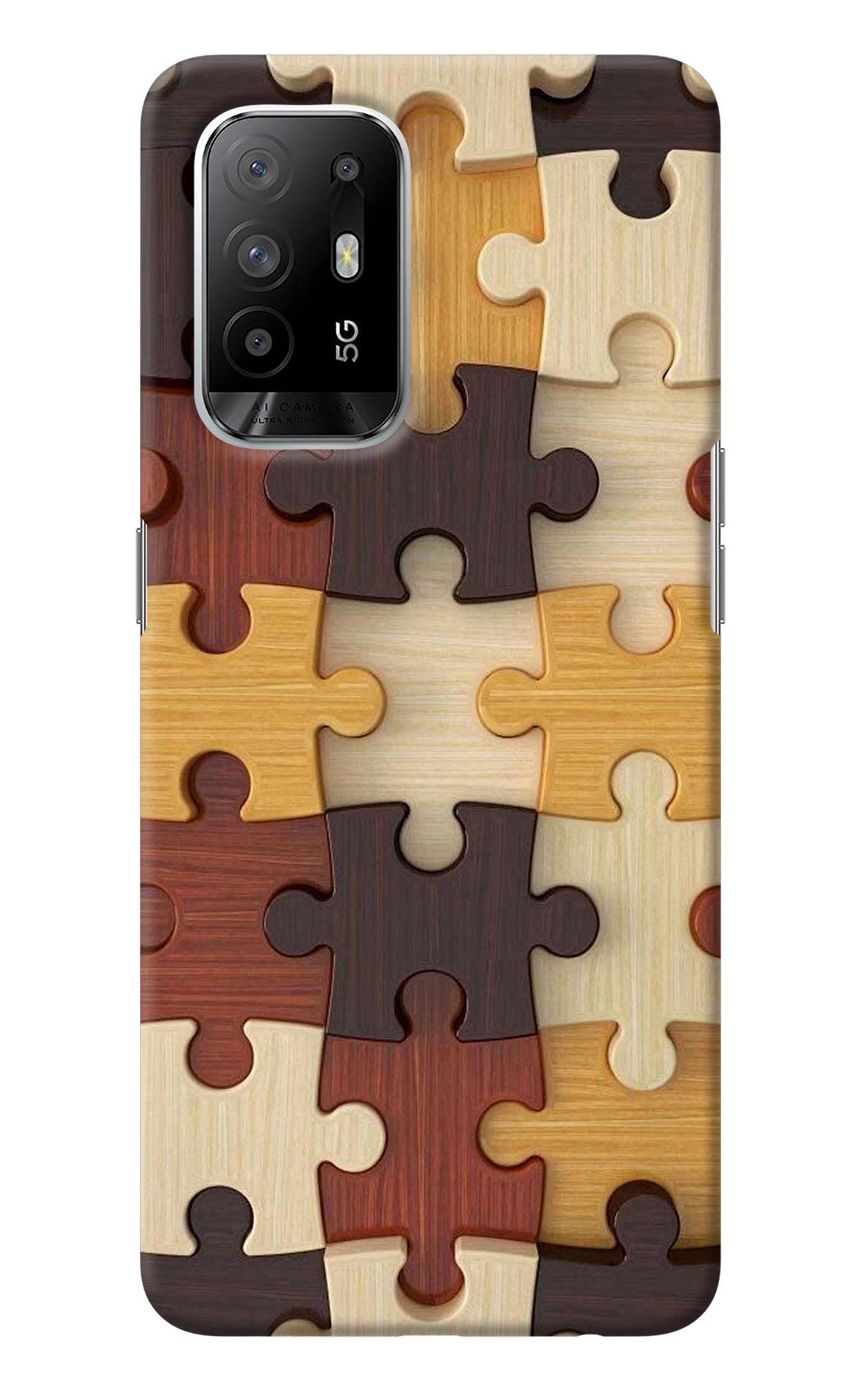 Wooden Puzzle Oppo F19 Pro+ Back Cover