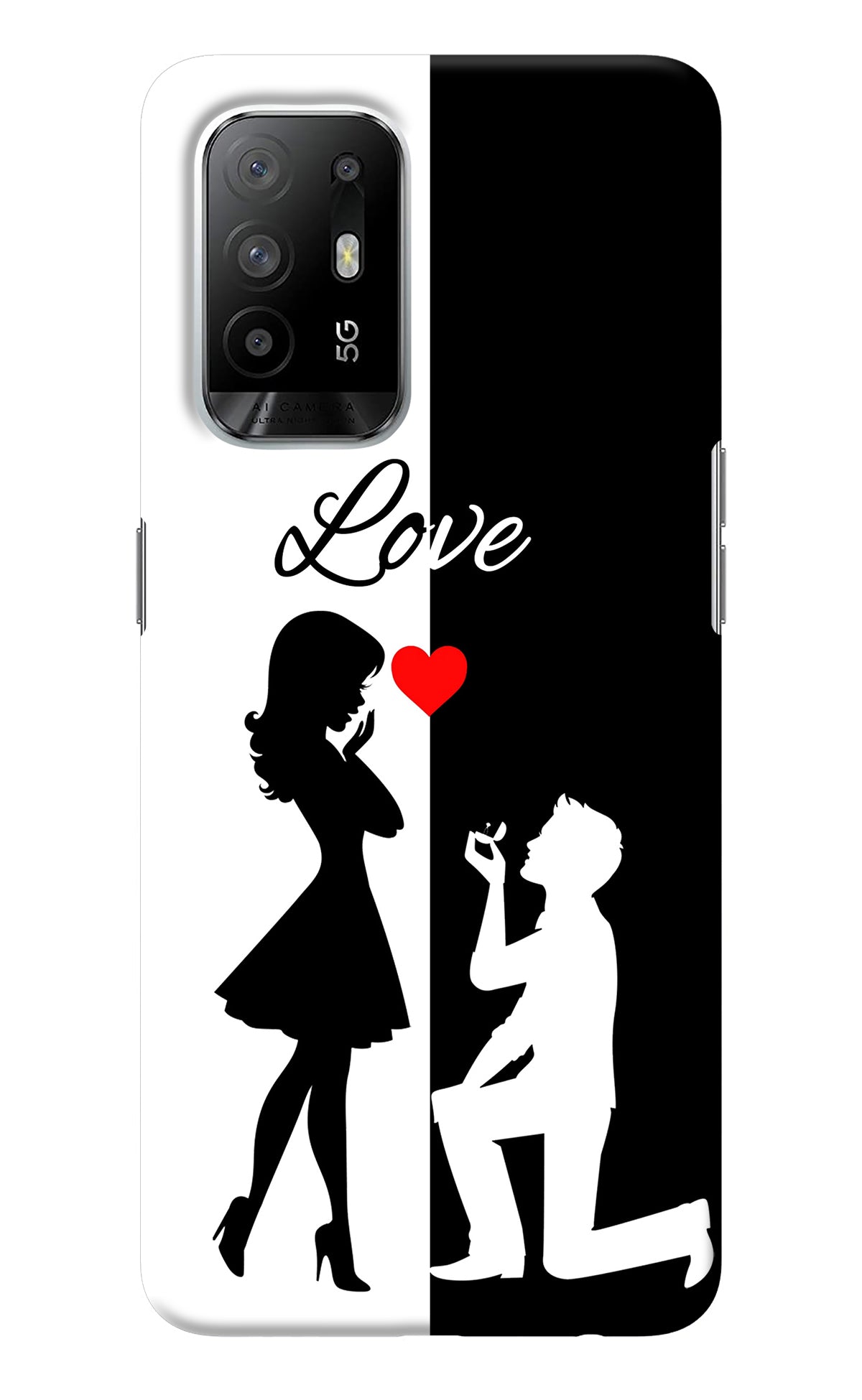 Love Propose Black And White Oppo F19 Pro+ Back Cover