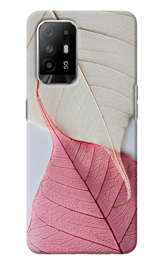 White Pink Leaf Oppo F19 Pro+ Back Cover
