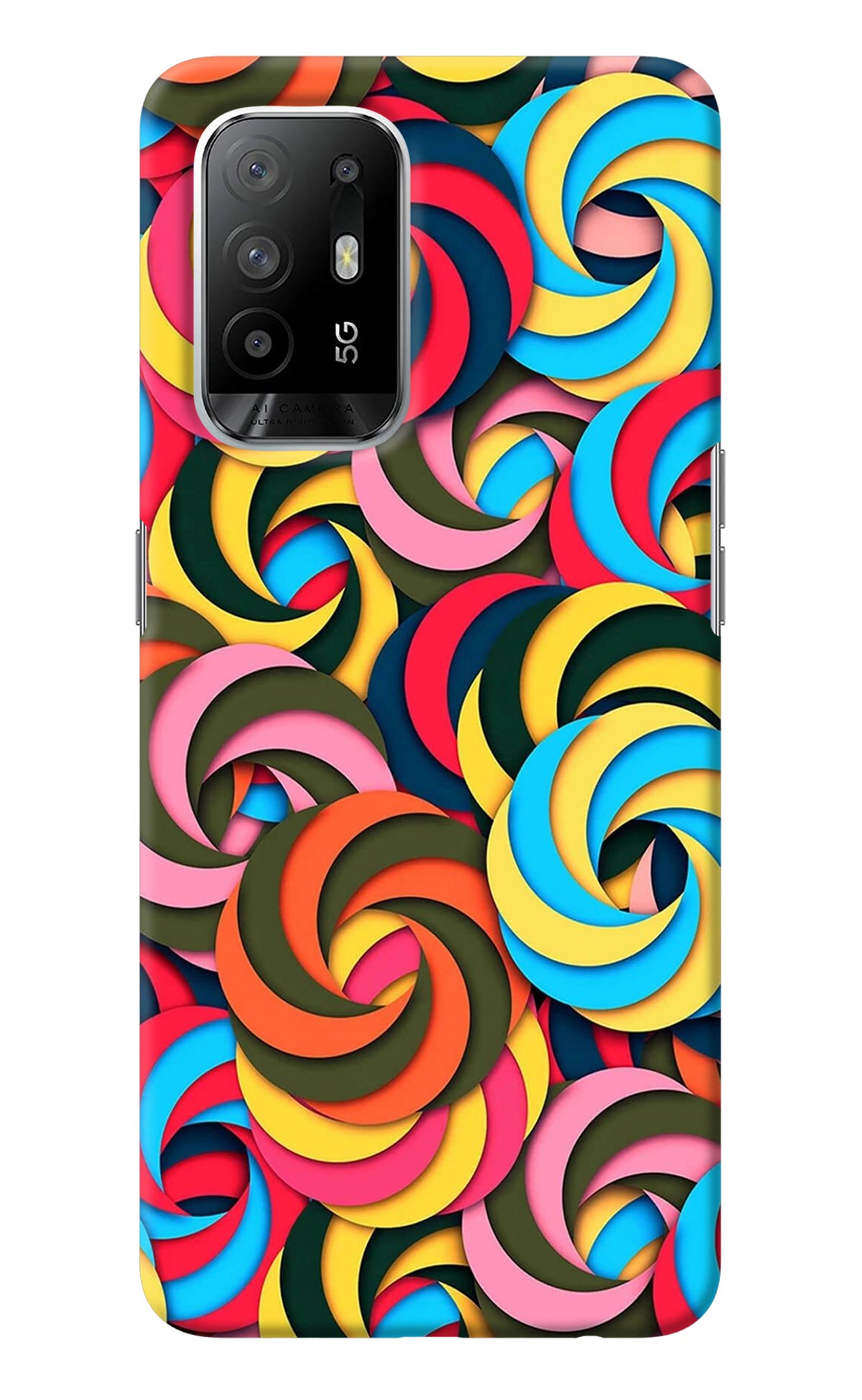 Spiral Pattern Oppo F19 Pro+ Back Cover