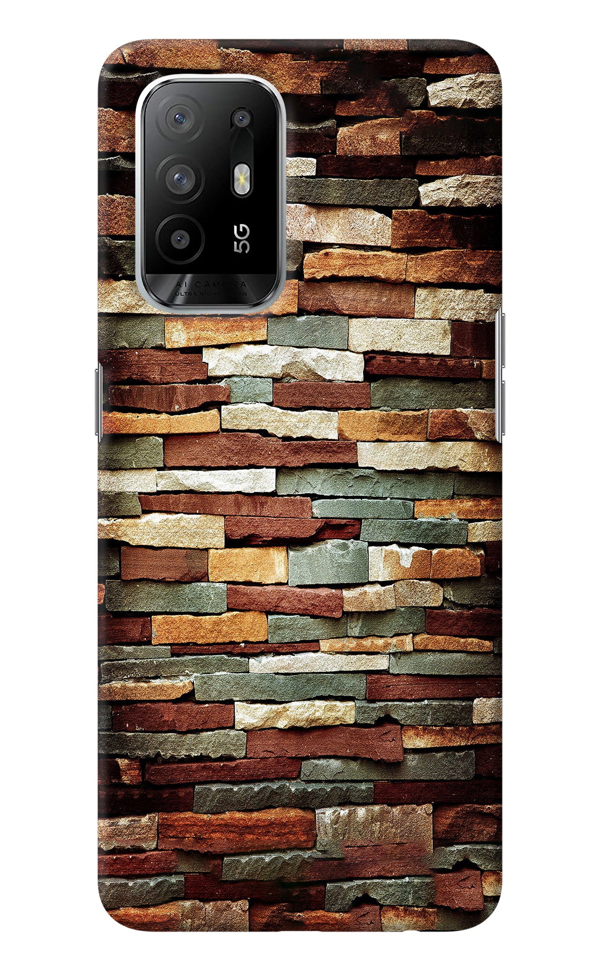 Bricks Pattern Oppo F19 Pro+ Back Cover