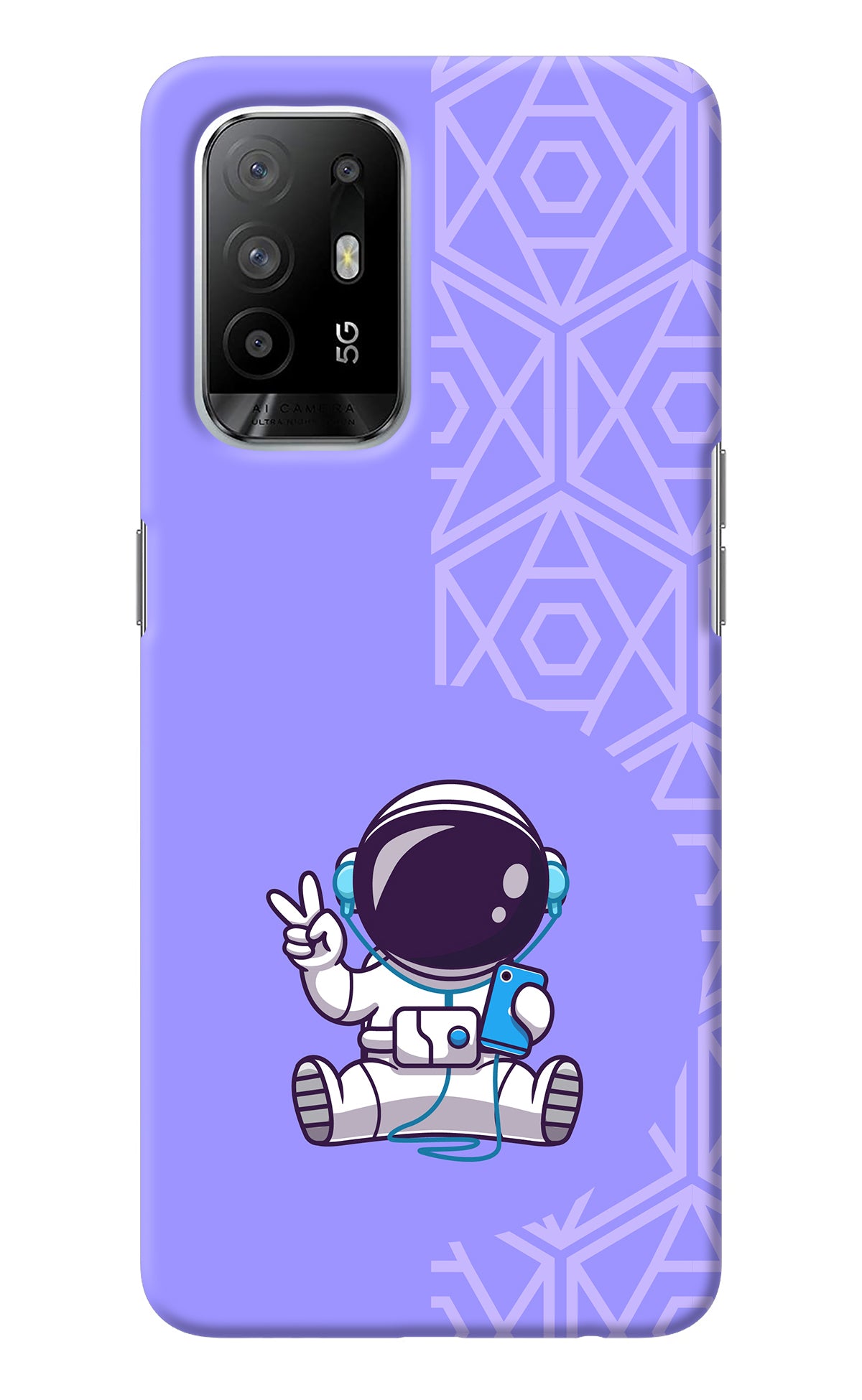 Cute Astronaut Chilling Oppo F19 Pro+ Back Cover