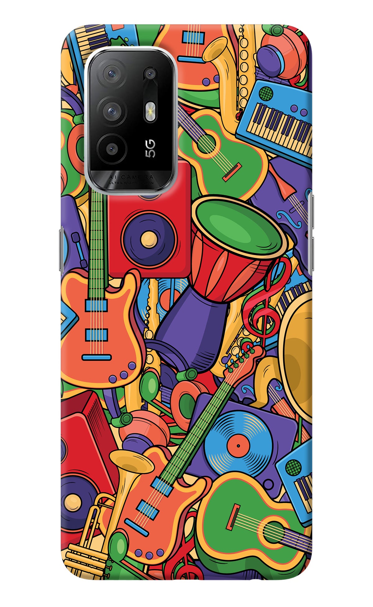 Music Instrument Doodle Oppo F19 Pro+ Back Cover
