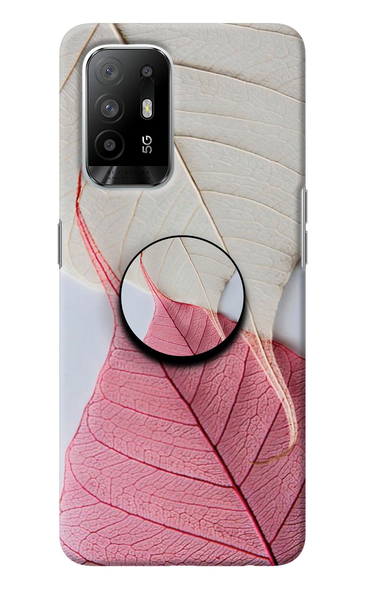 White Pink Leaf Oppo F19 Pro+ Pop Case