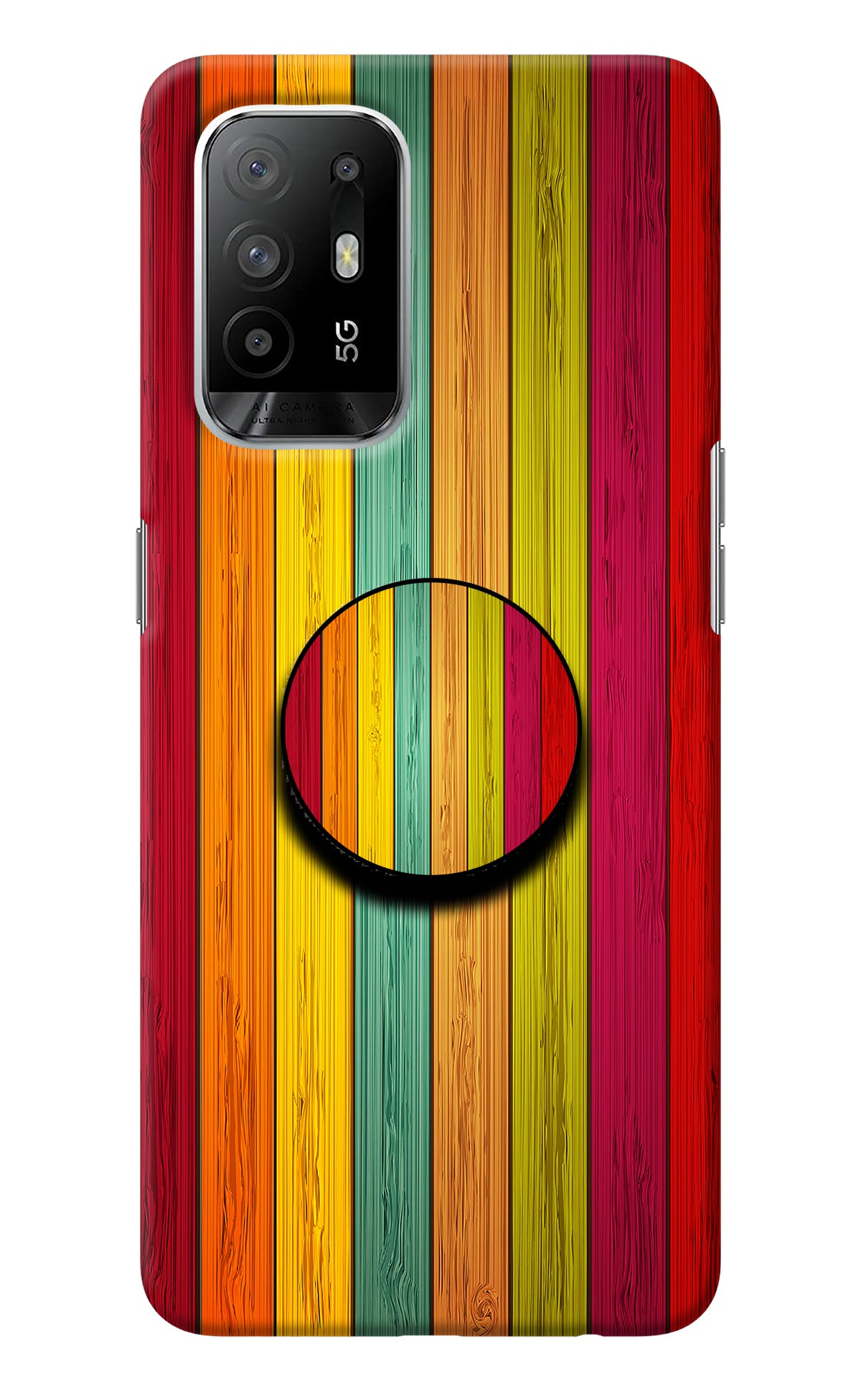 Multicolor Wooden Oppo F19 Pro+ Pop Case