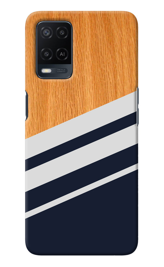 Blue and white wooden Oppo A54 Back Cover