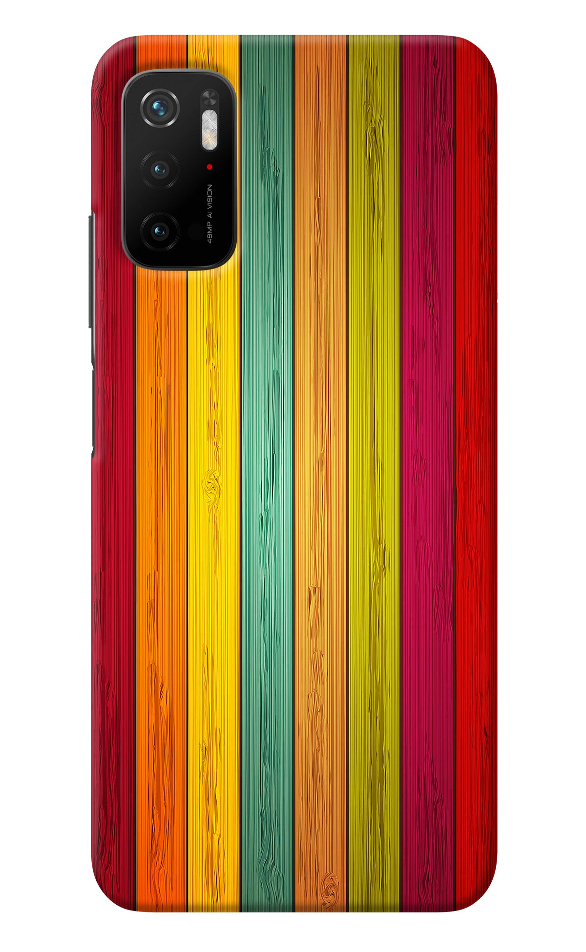 Multicolor Wooden Poco M3 Pro 5G Back Cover