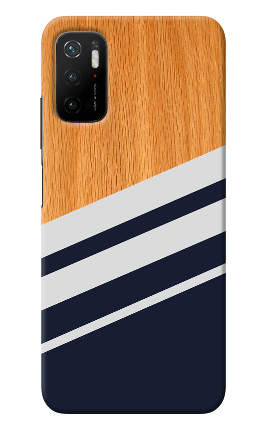 Blue and white wooden Poco M3 Pro 5G Back Cover