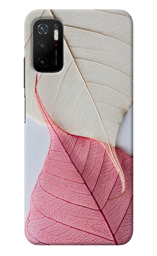 White Pink Leaf Poco M3 Pro 5G Back Cover