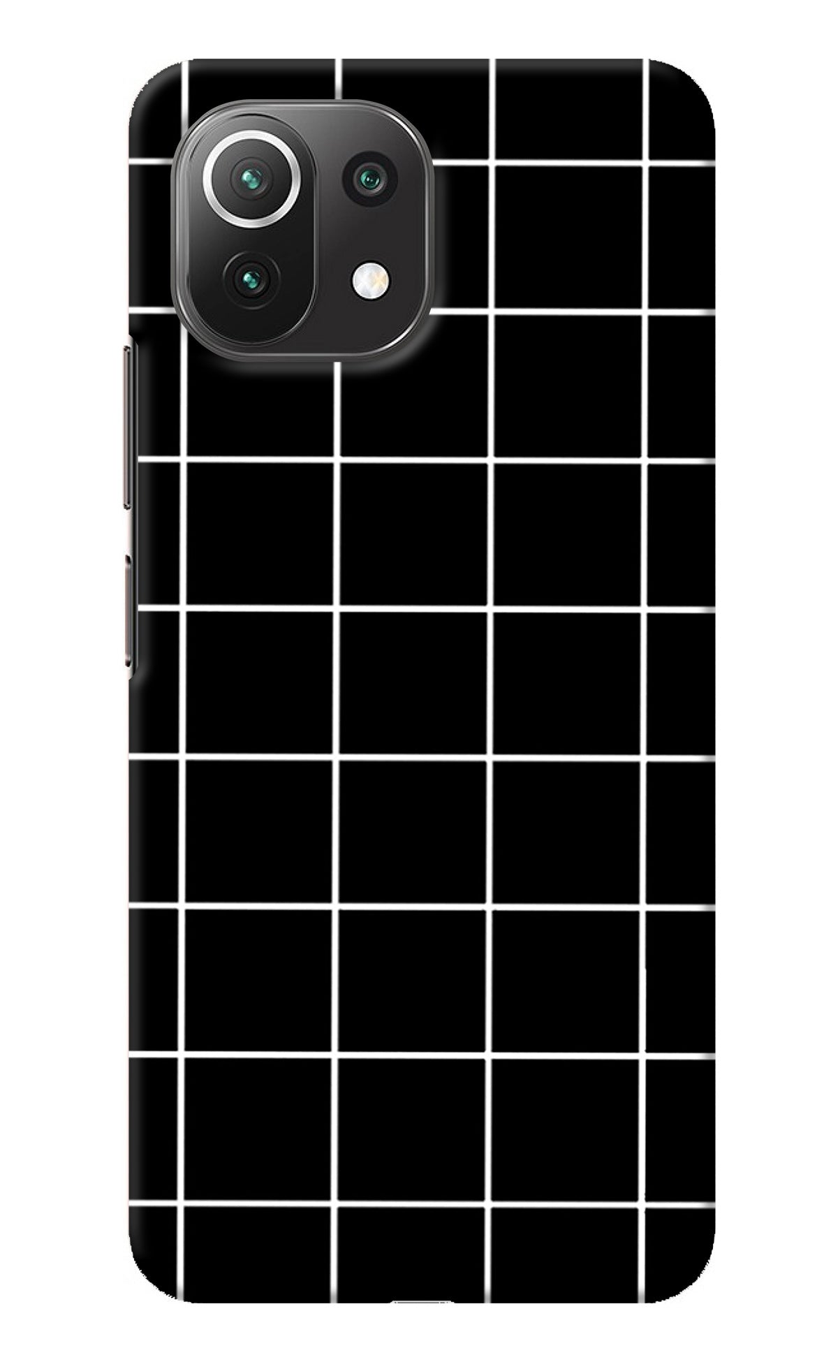 White Grid Mi 11 Lite Back Cover