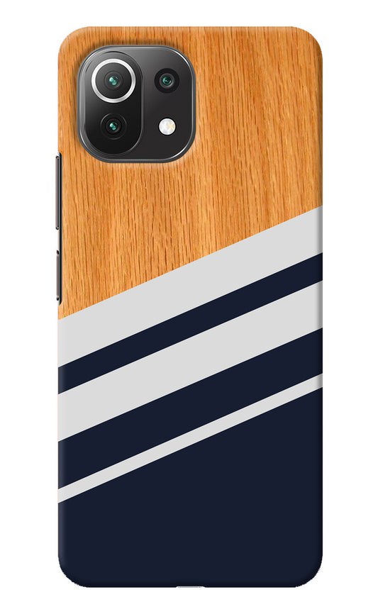 Blue and white wooden Mi 11 Lite Back Cover